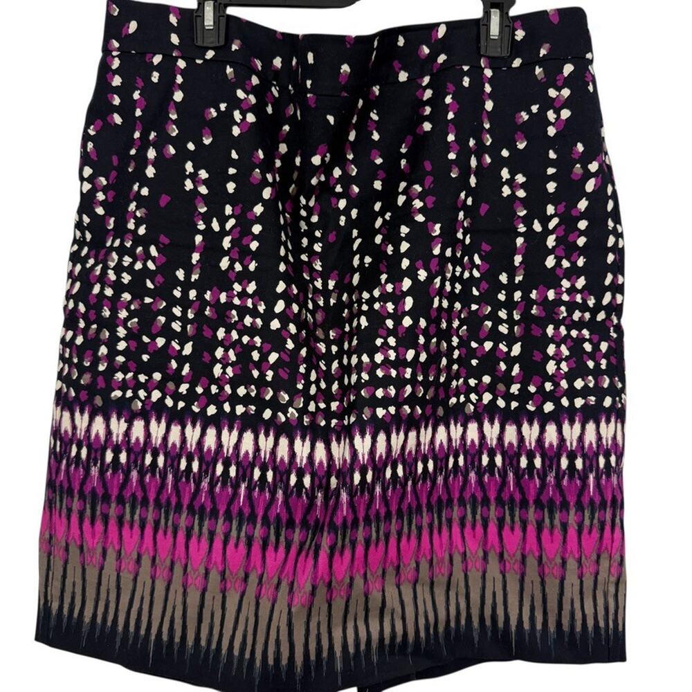 Ann Taylor Womens Pencil Stretch Cotton Navy Purple Print Skirt Knee Length 18